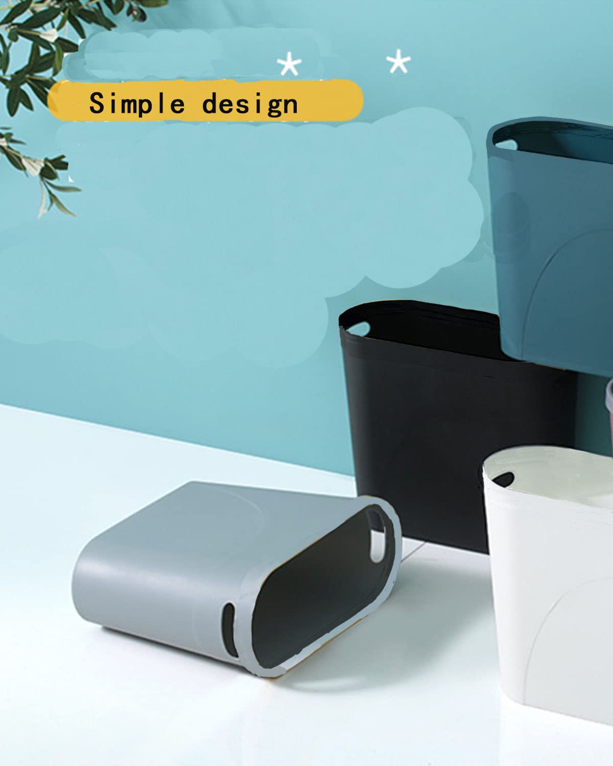 YAZEES white slim trash can under sink, ideal for tight bathroom spaces