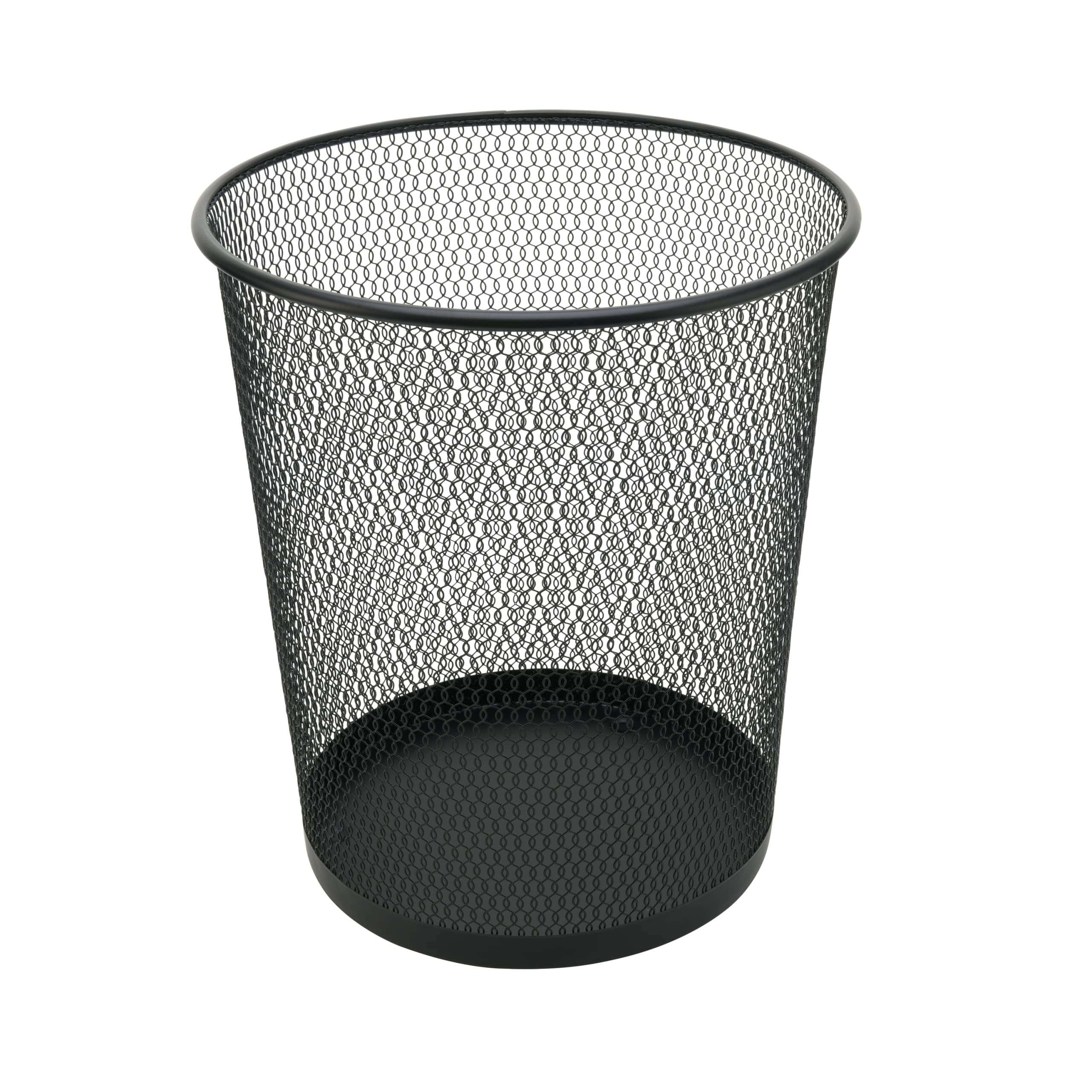 YBM HOME mesh wastebasket on a desk with open top for quick disposal.