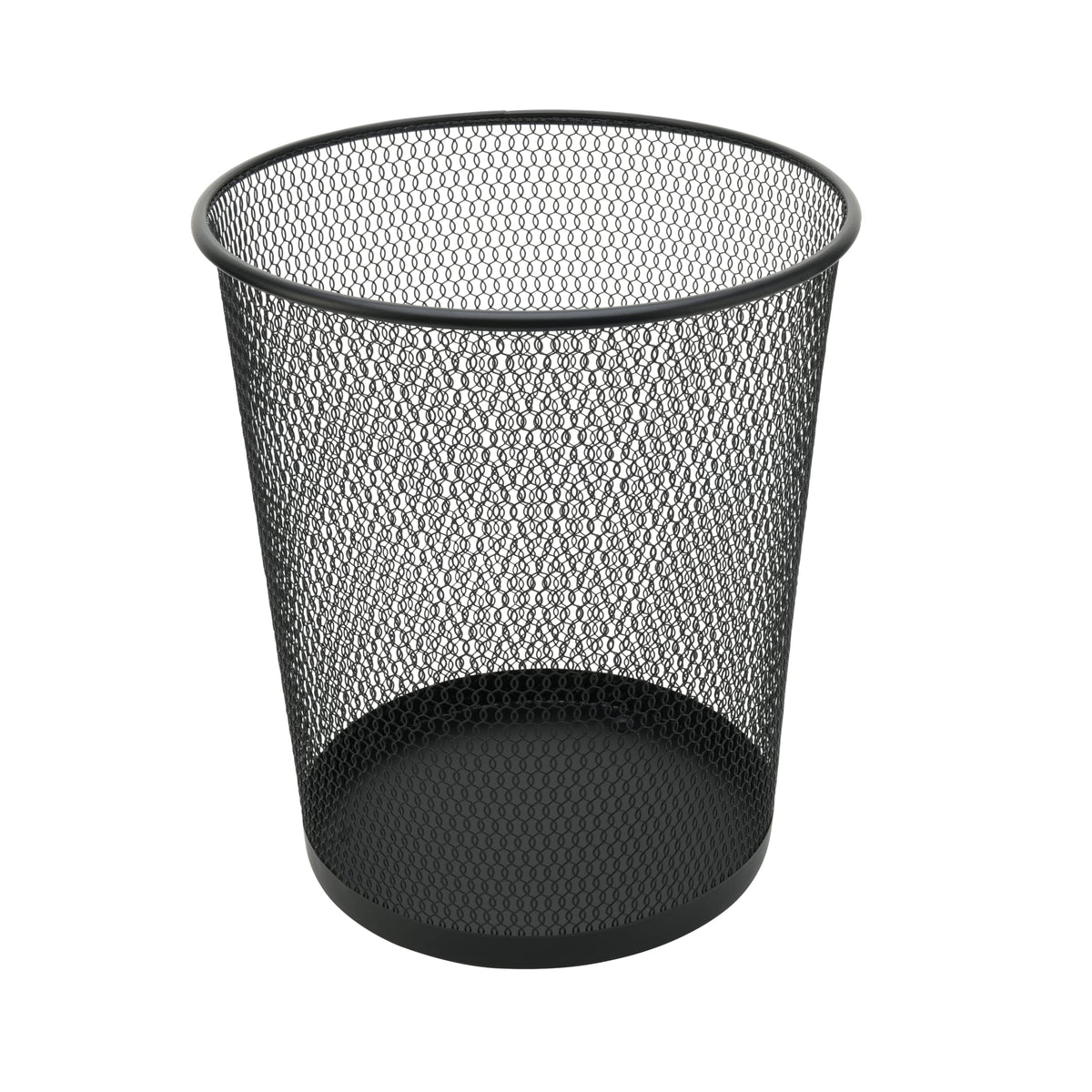 YBM HOME mesh wastebasket on a desk with open top for quick disposal.