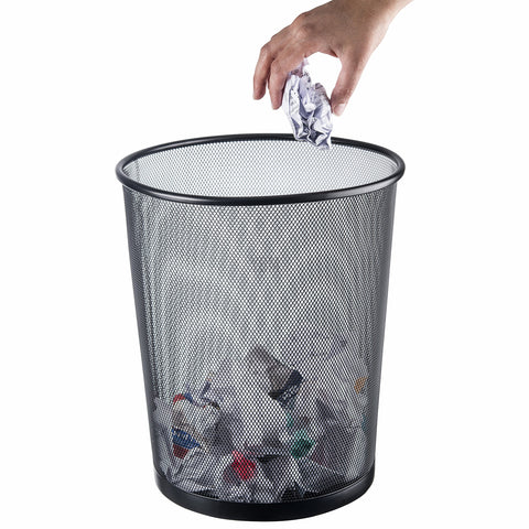 YBM HOME steel wire mesh bin with a silver epoxy finish.