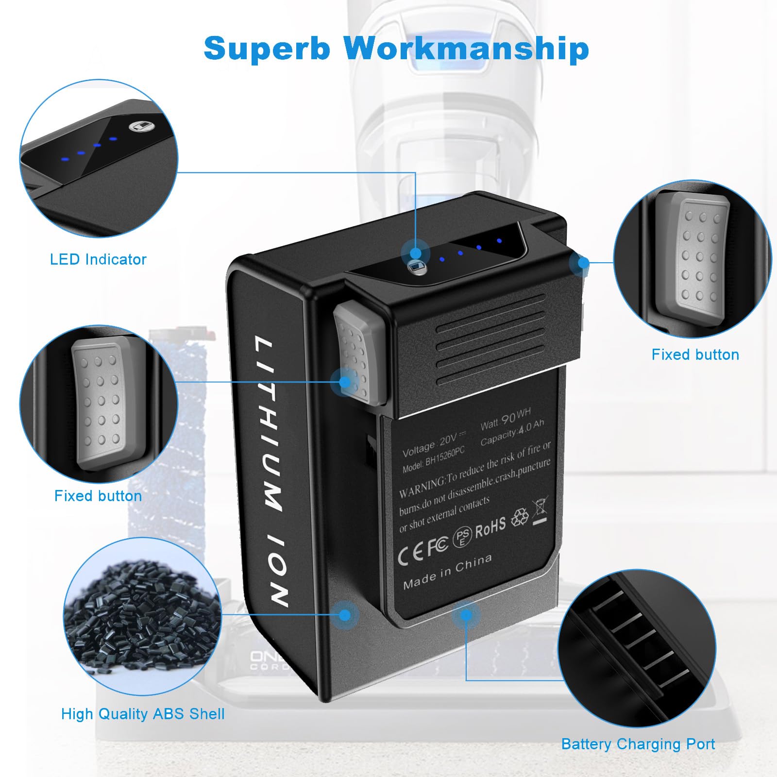 YCFSERMYO Hoover ONEPWR compatibility badge and safe lithium design.