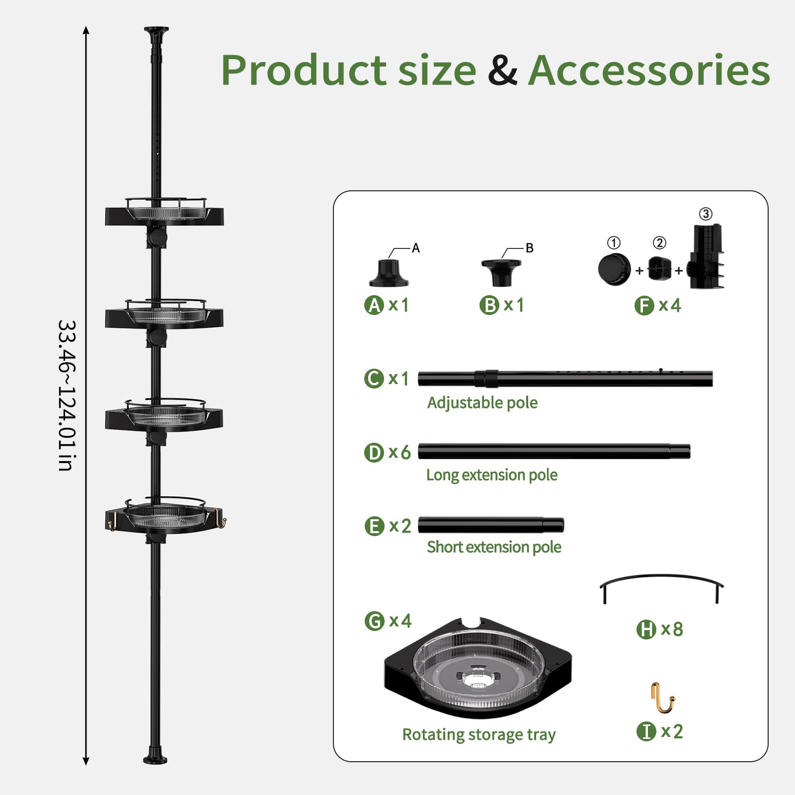 Extended telescopic rod reaches 124 inches for flexible installation