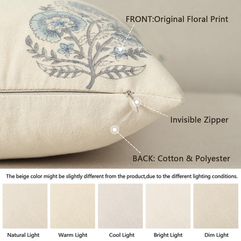 YCOLL vintage floral pillow cover close-up fabric texture boosts comfort.