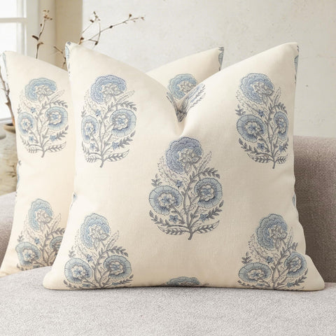 YCOLL vintage floral pillow cover front view for stylish living room decor.