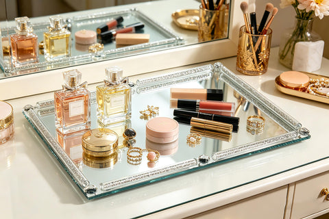 YCWF crystal tray featuring an anti-slip bottom protects surfaces.