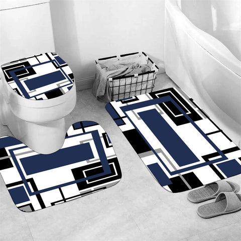Yddsky blue geometric toilet lid cover completing a coordinated bathroom look
