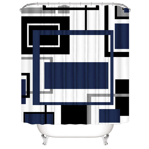 Yddsky blue geometric U-shaped rug offering secure footing in front of the toilet