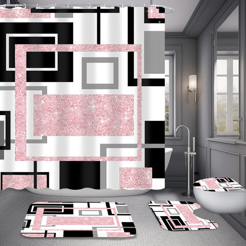 Yddsky pink geometric bath rug—soft feel and quick moisture absorption