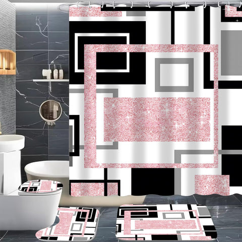 Yddsky pink geometric U-shaped mat—edge-to-edge coverage with grip