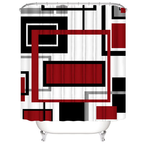 Yddsky red geometric bath mat provides quick-drying, non-slip comfort.