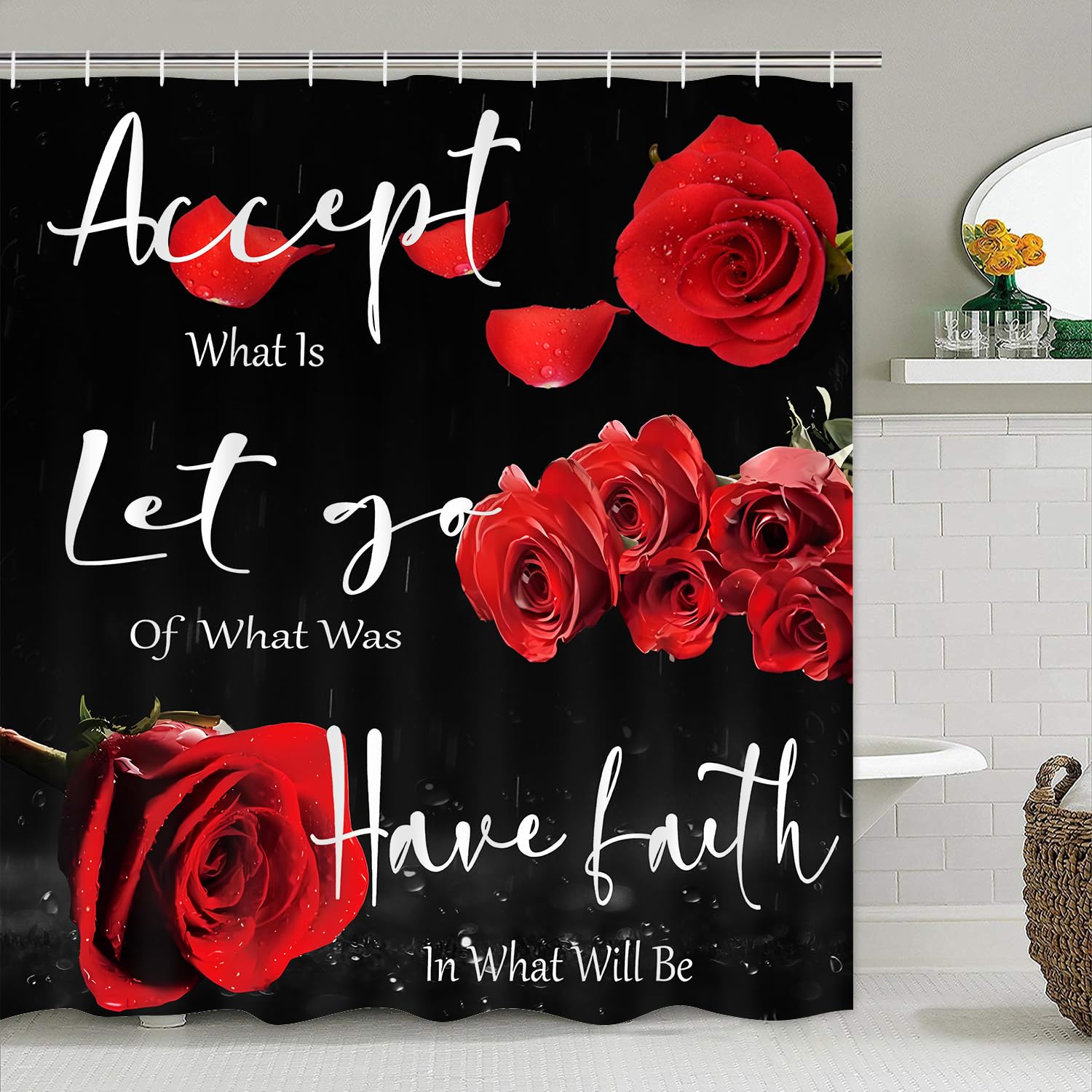 Yddsky red rose bath mat with soft texture and quick-dry design