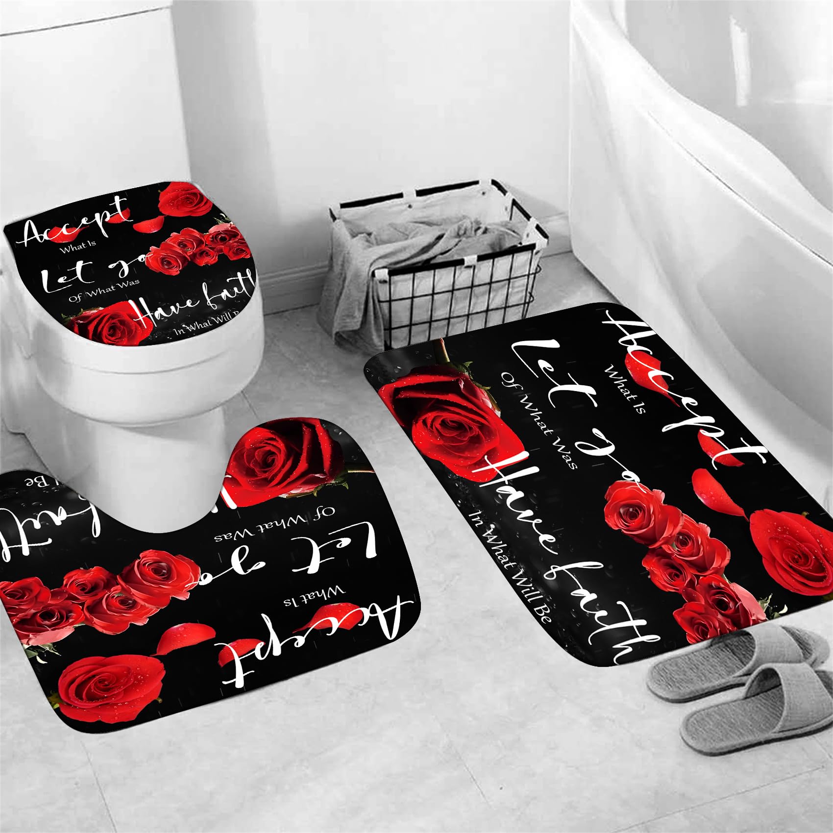 Yddsky toilet lid cover completes the red rose bathroom set