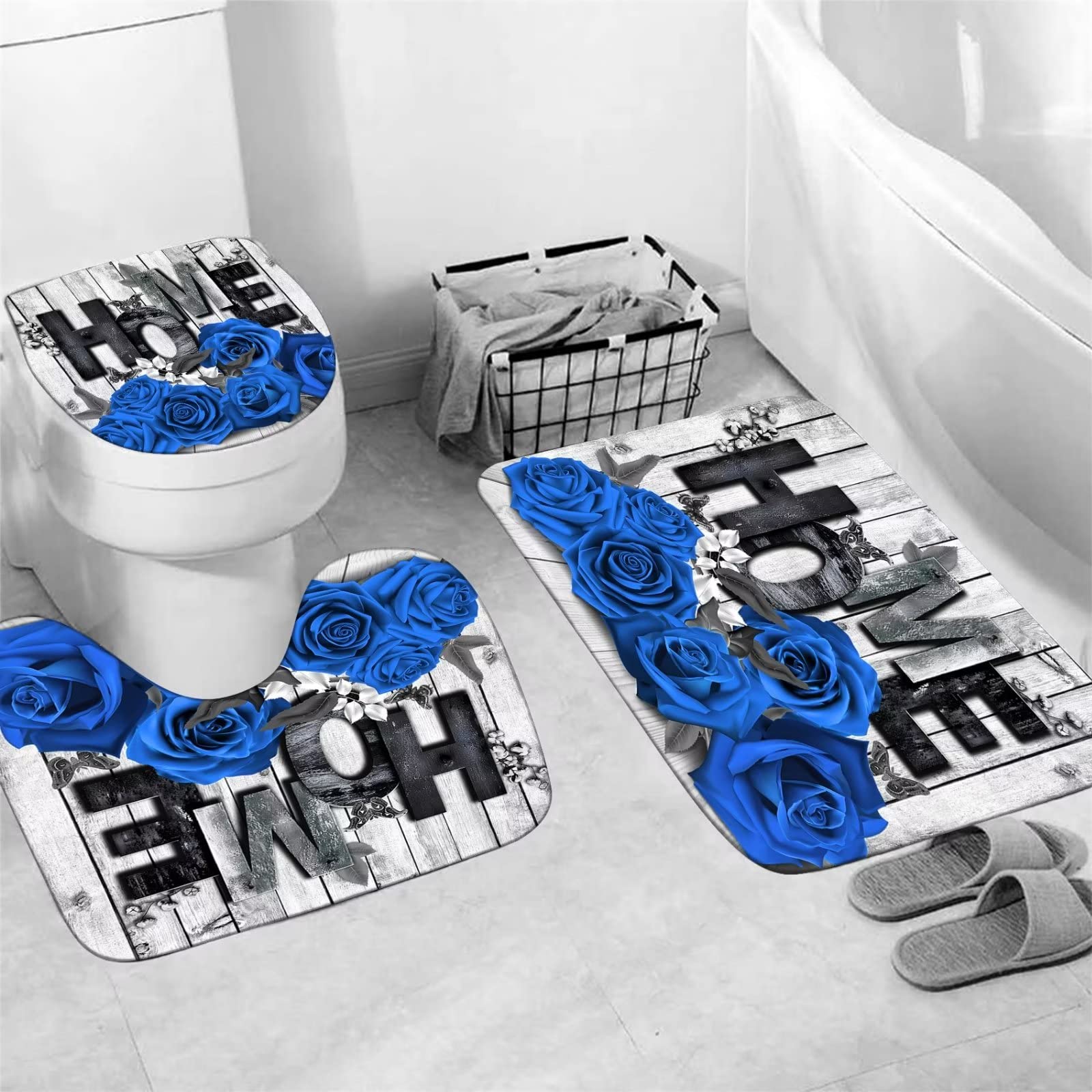 Yddsky Toilet Lid Cover coordinating with the rose print design.