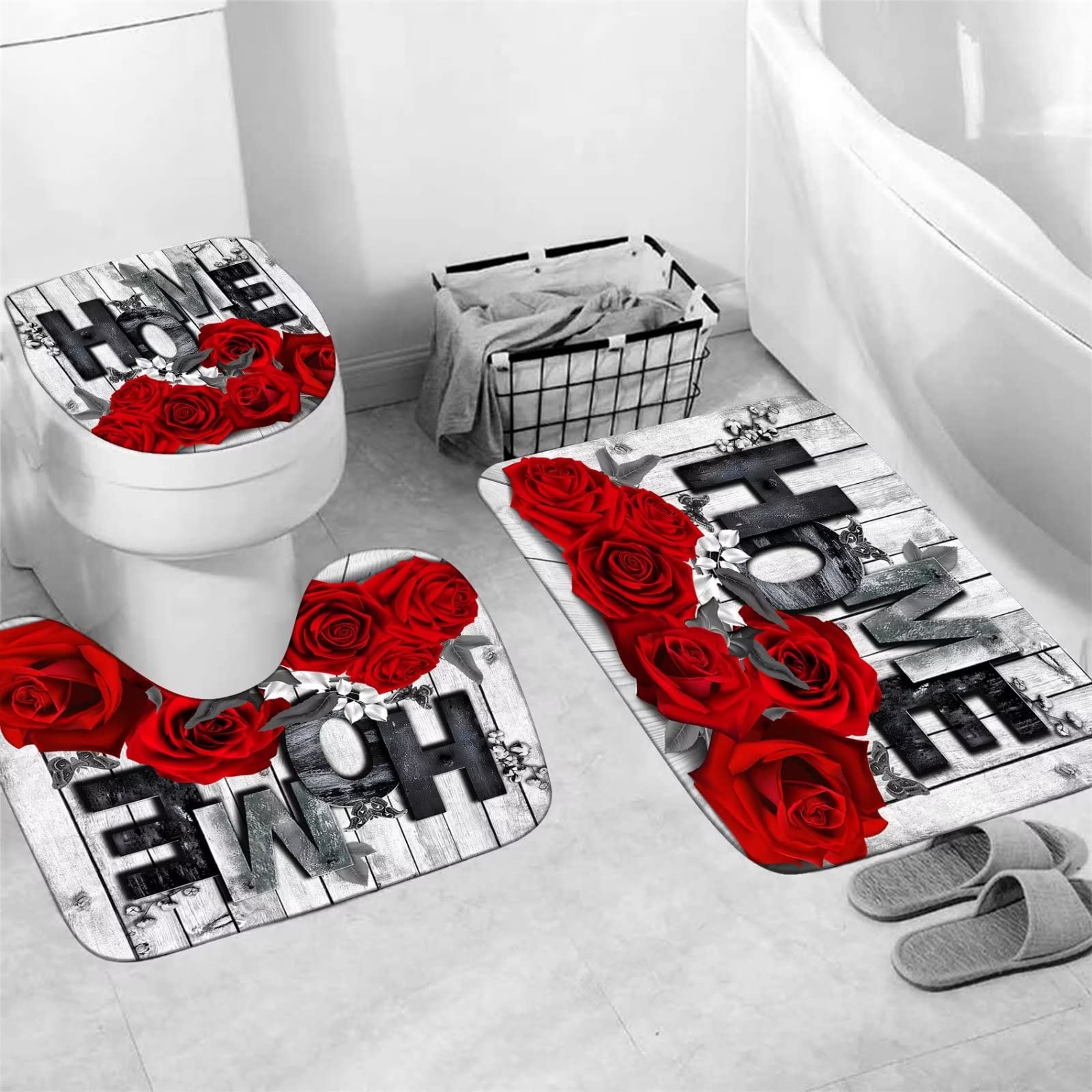 Yddsky U shaped rose rug with anti slip bottom for safe floors