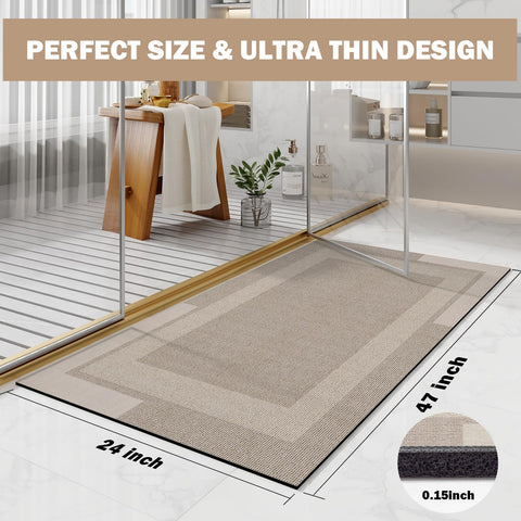 YDKGL 24x48 inch beige bath mat offers broad coverage and quick-dry comfort.
