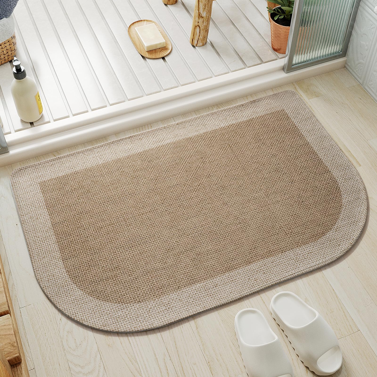 YDKGL bathroom rug 20x31 ultra-thin edge detail for under-door fit.