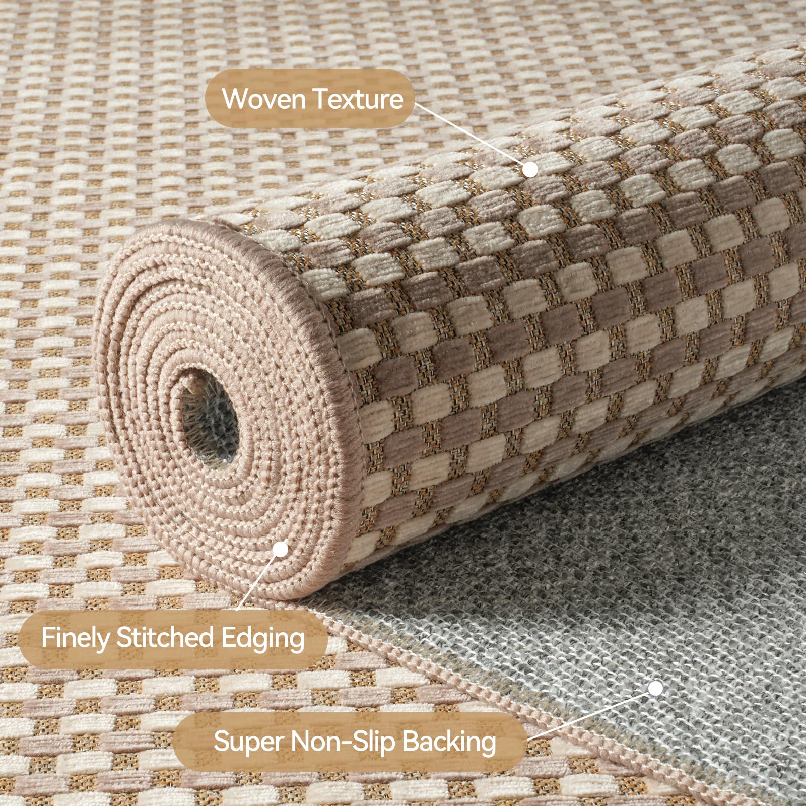YDKGL reinforced edge detailing helps the rug hold its shape over time