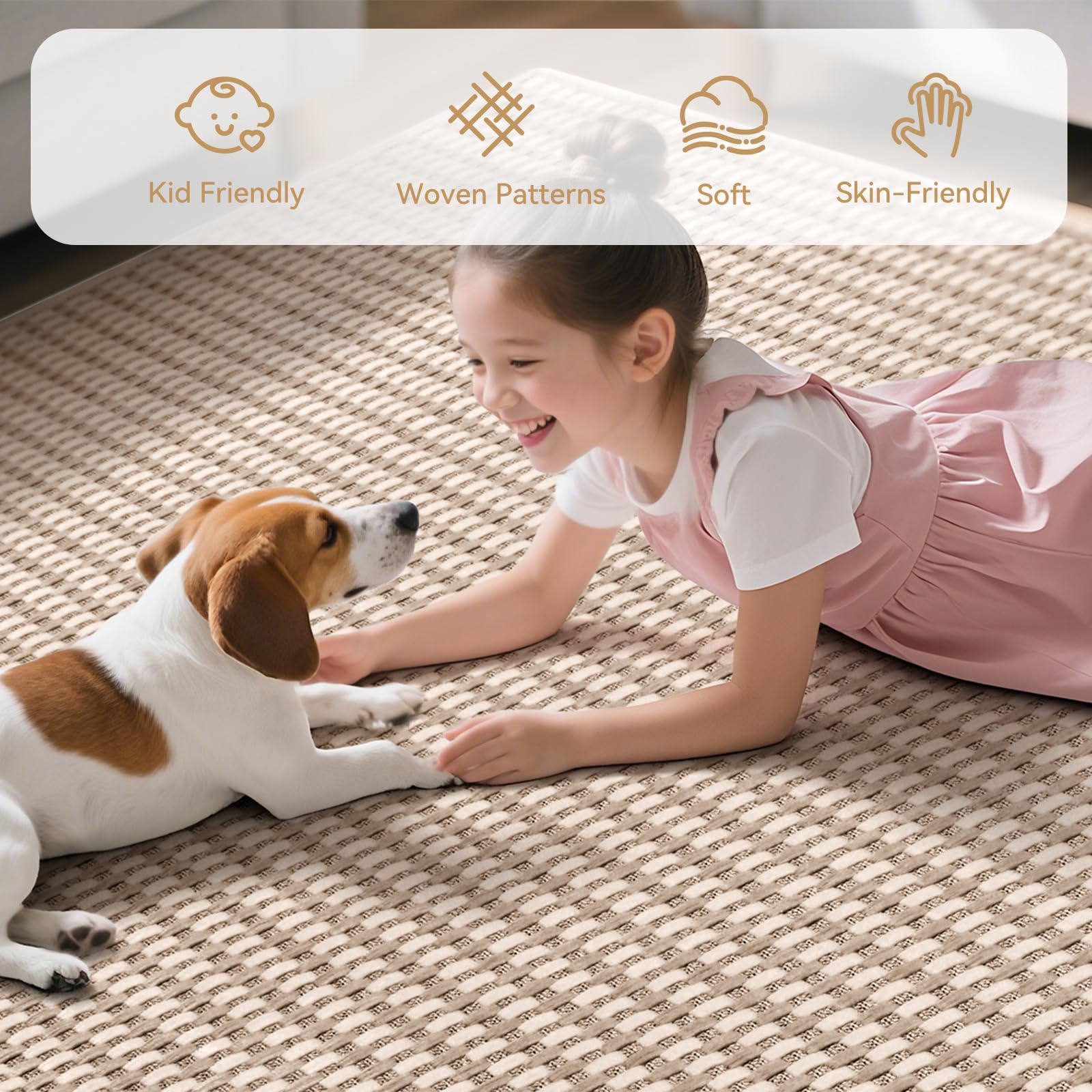 YDKGL non-slip backing helps reduce movement on smooth floors.