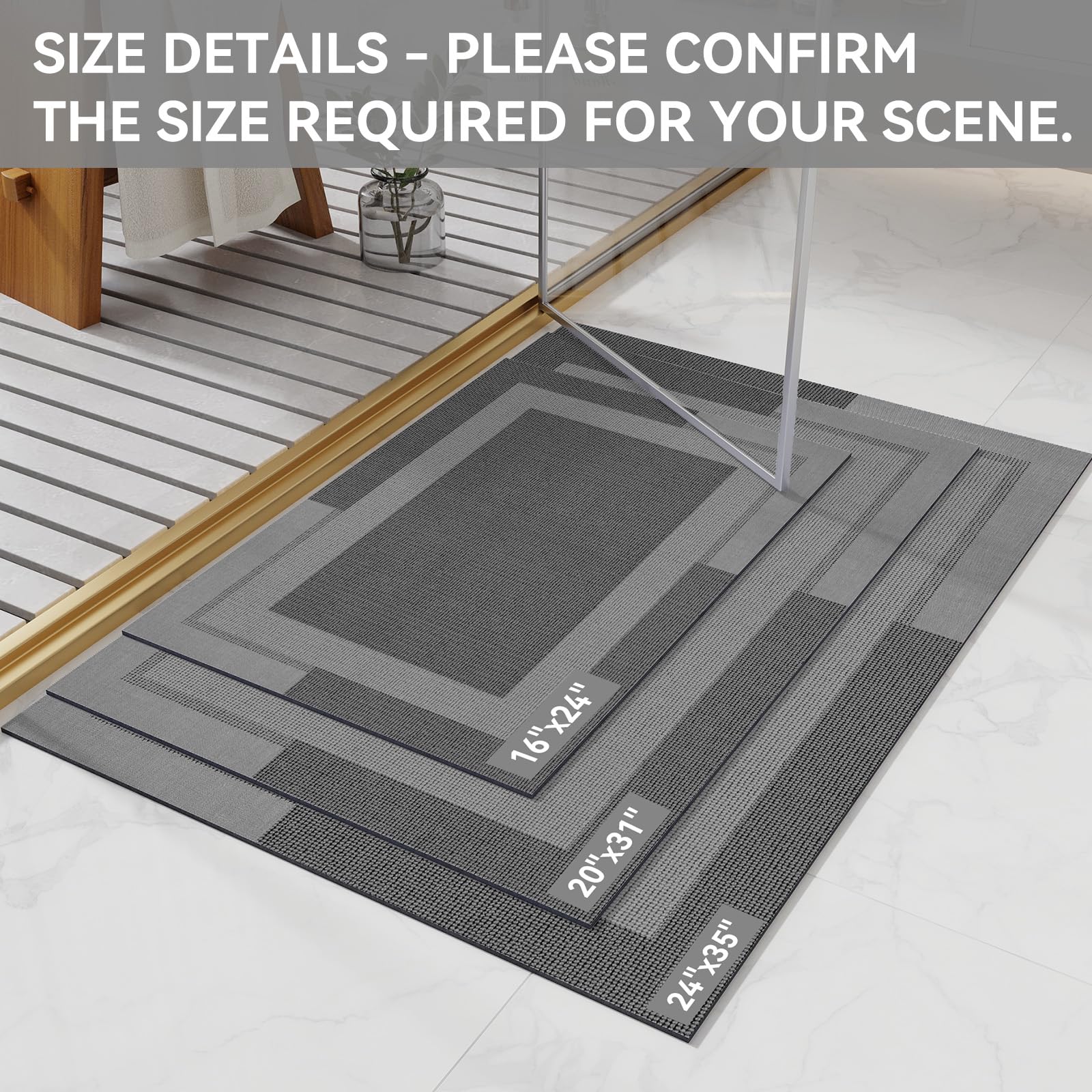 YDKGL thin bath rug fits neatly under doors for easy passage.