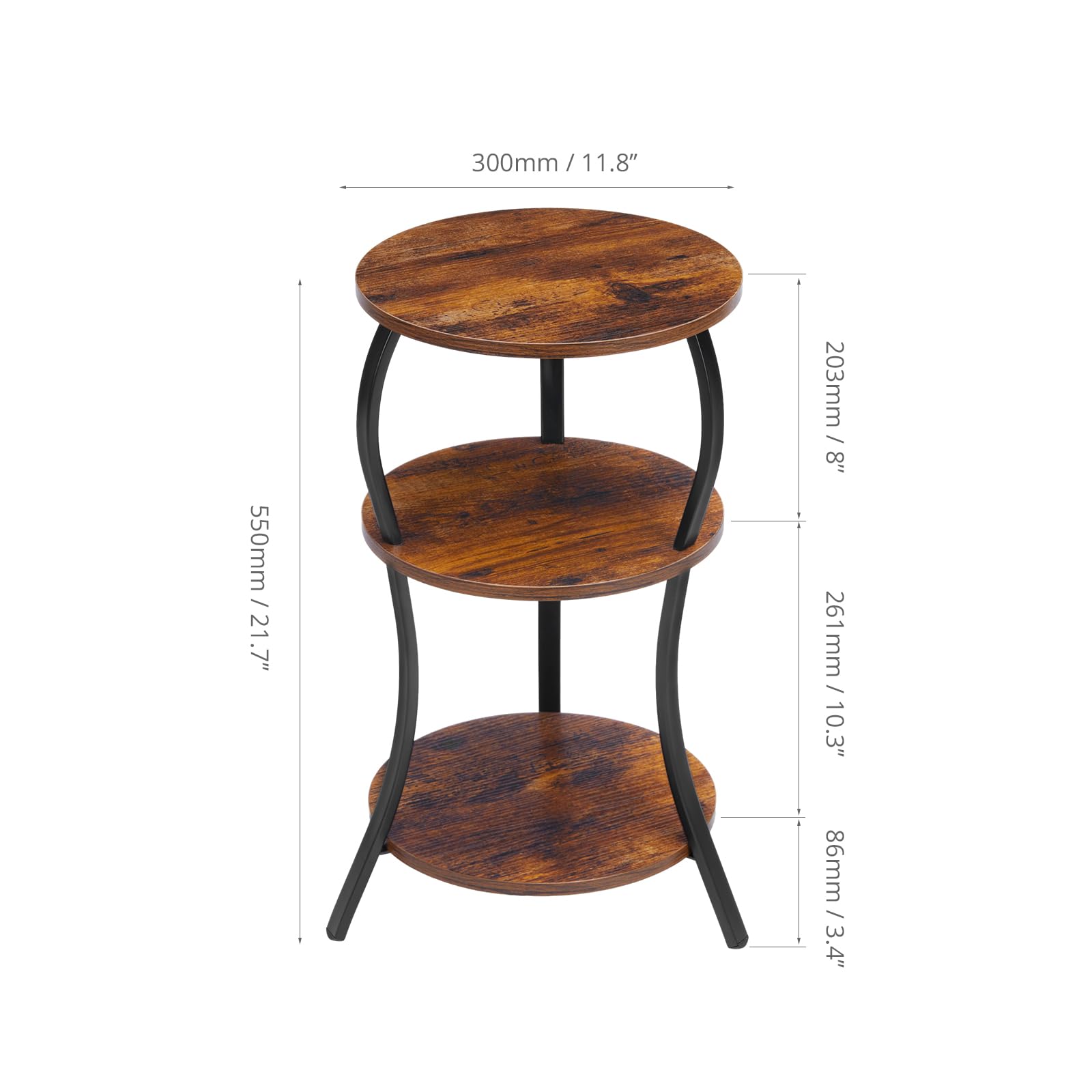 YEAKOO Vintage round table with black metal legs for sturdy support.