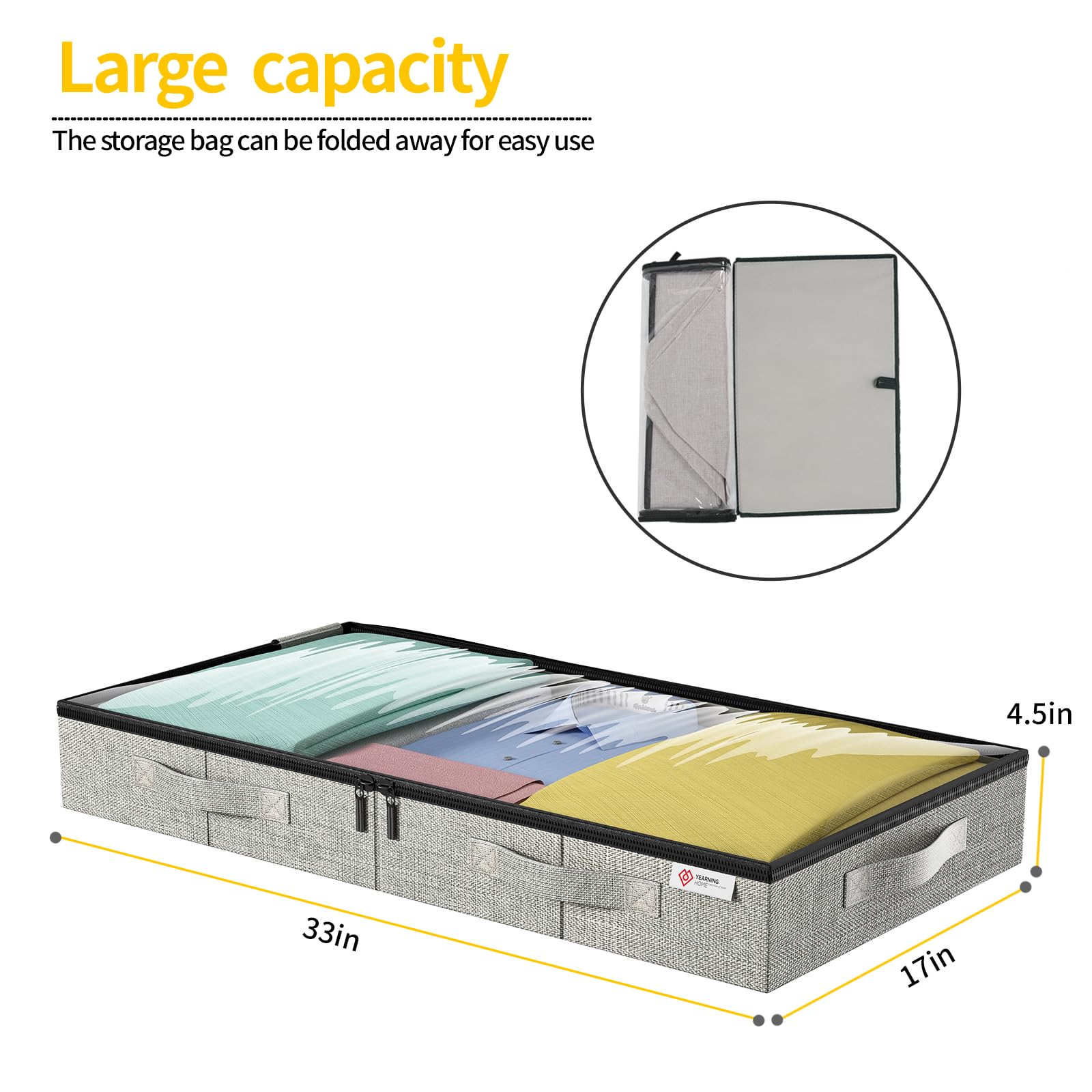 YearningHome under-bed bag with a clear PVC window for quick visibility and access