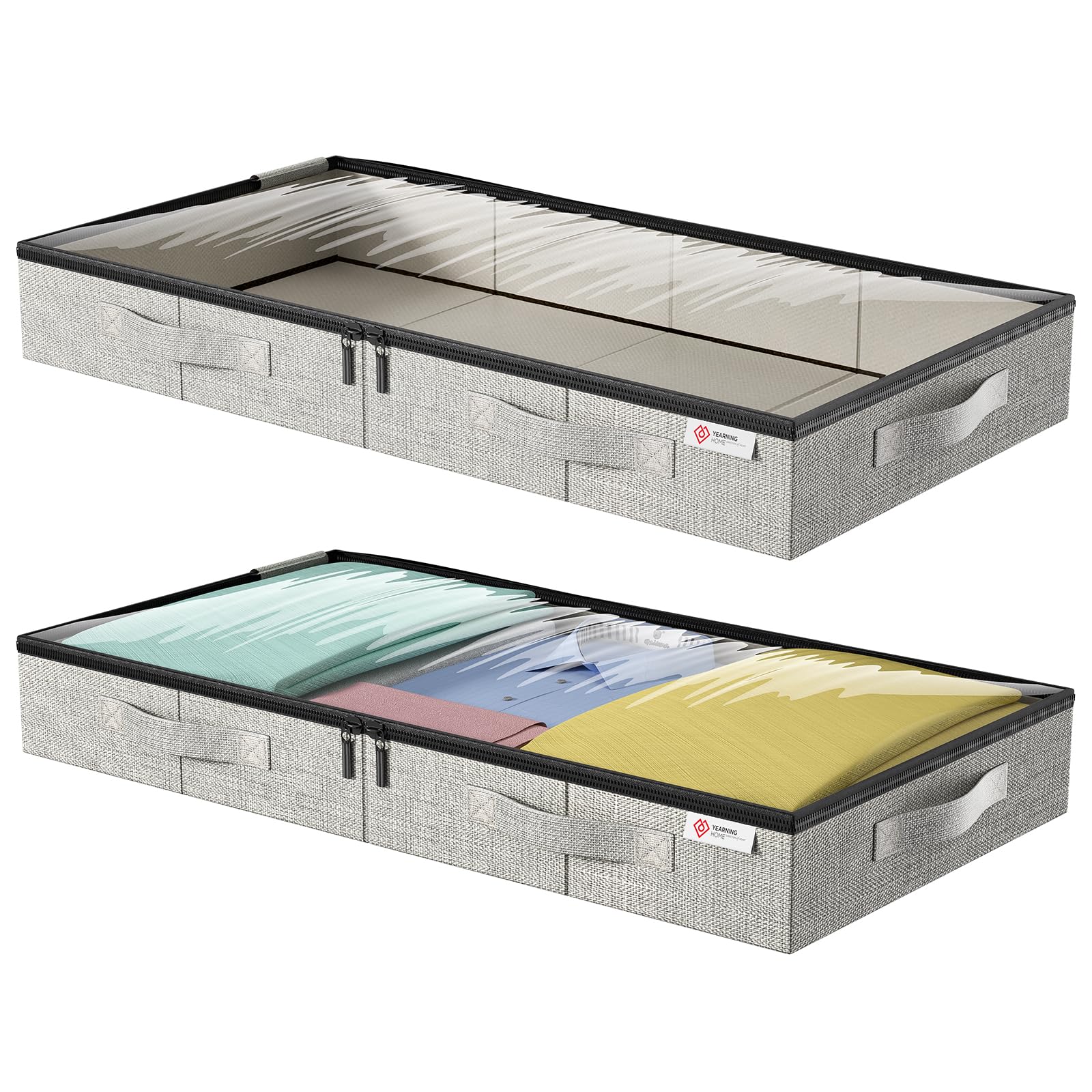YearningHome under-bed container front view showing space-saving low profile.