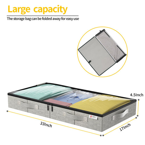 YearningHome under-bed container side view highlights sturdy sidewalls for durability storage.