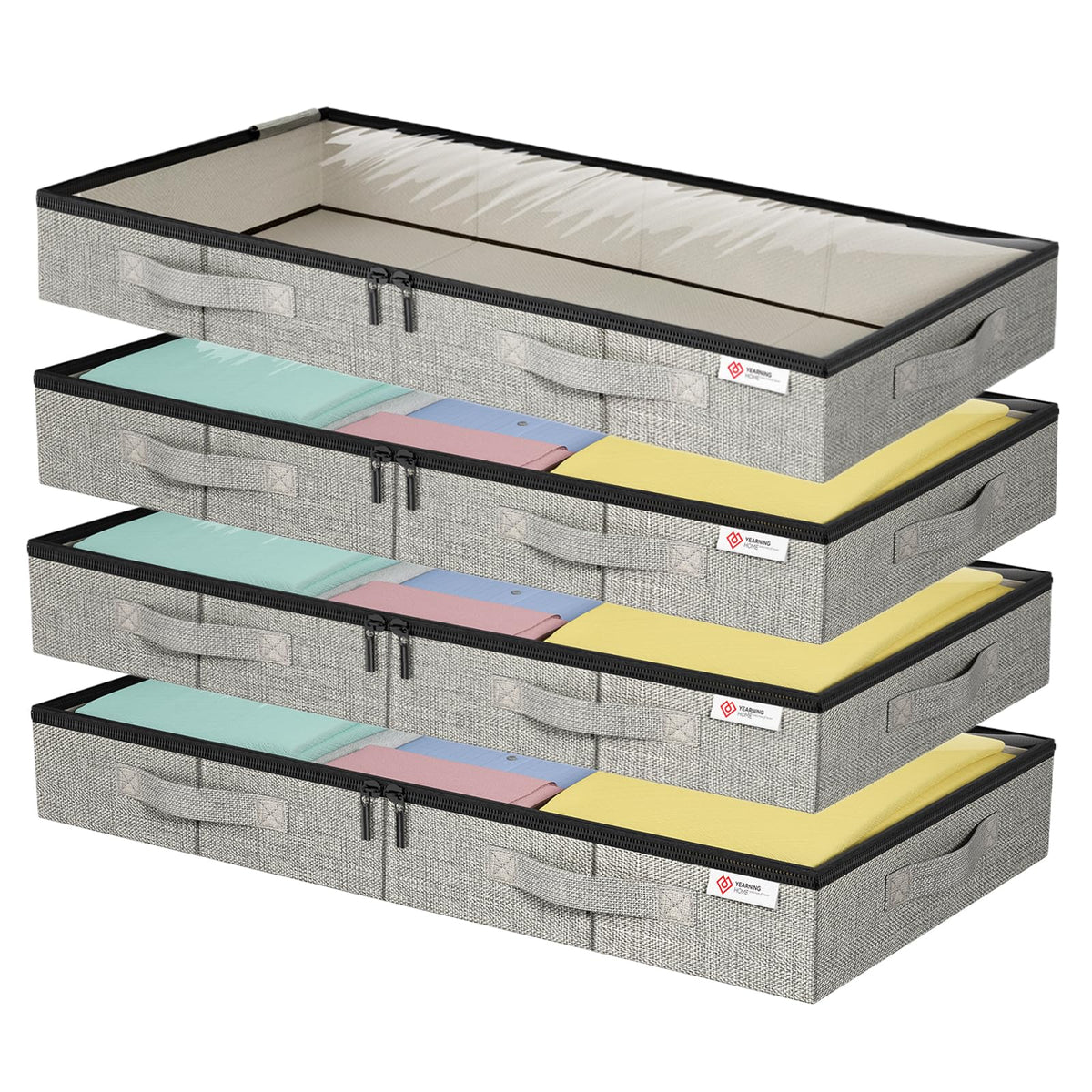 YearningHome under-bed storage container with 45L capacity kept under a bed for seasonal clothes