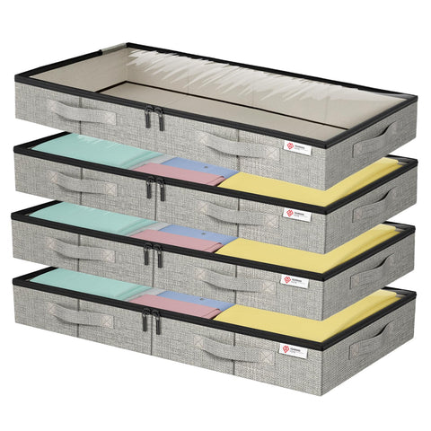 YearningHome under-bed storage container with 45L capacity kept under a bed for seasonal clothes