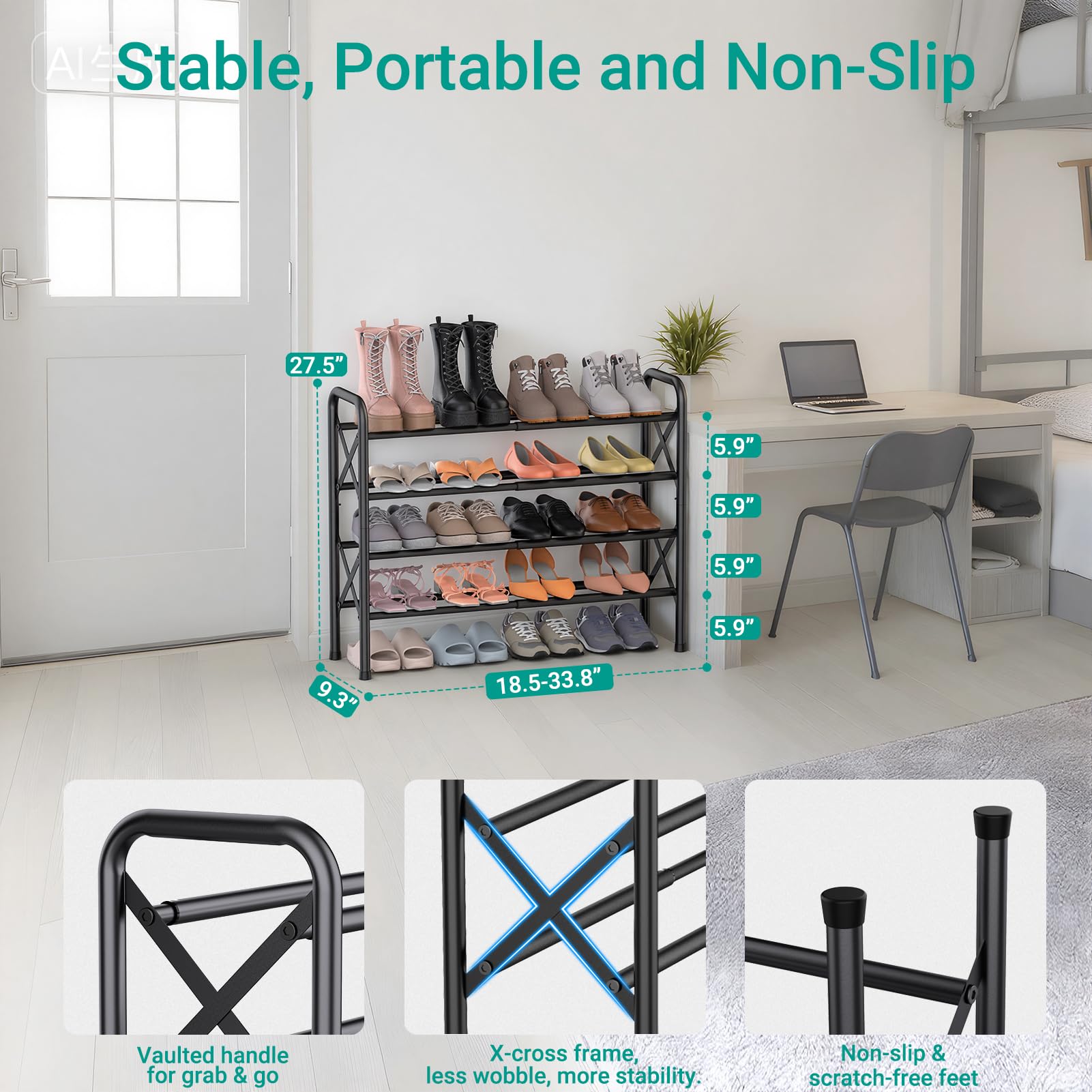 YEASHEIN shoe rack in entryway enabling versatile storage for shoes
