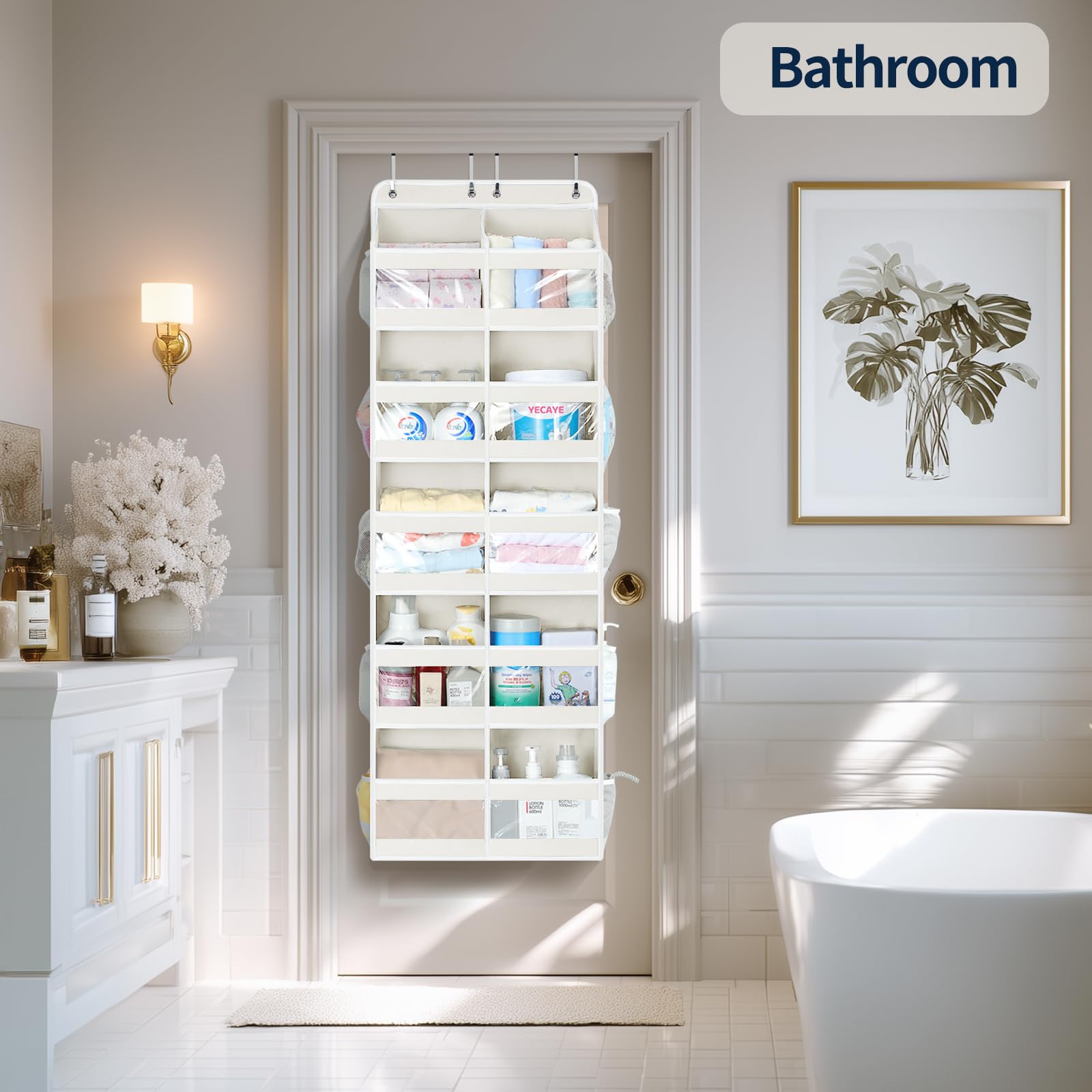 Yecaye bathroom cosmetics storage with smaller pockets for daily essentials