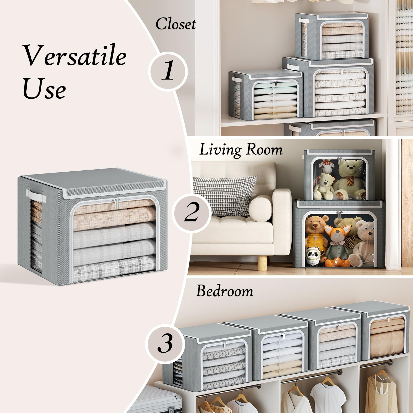 Yecaye clear-window storage bin from side view for quick identification.