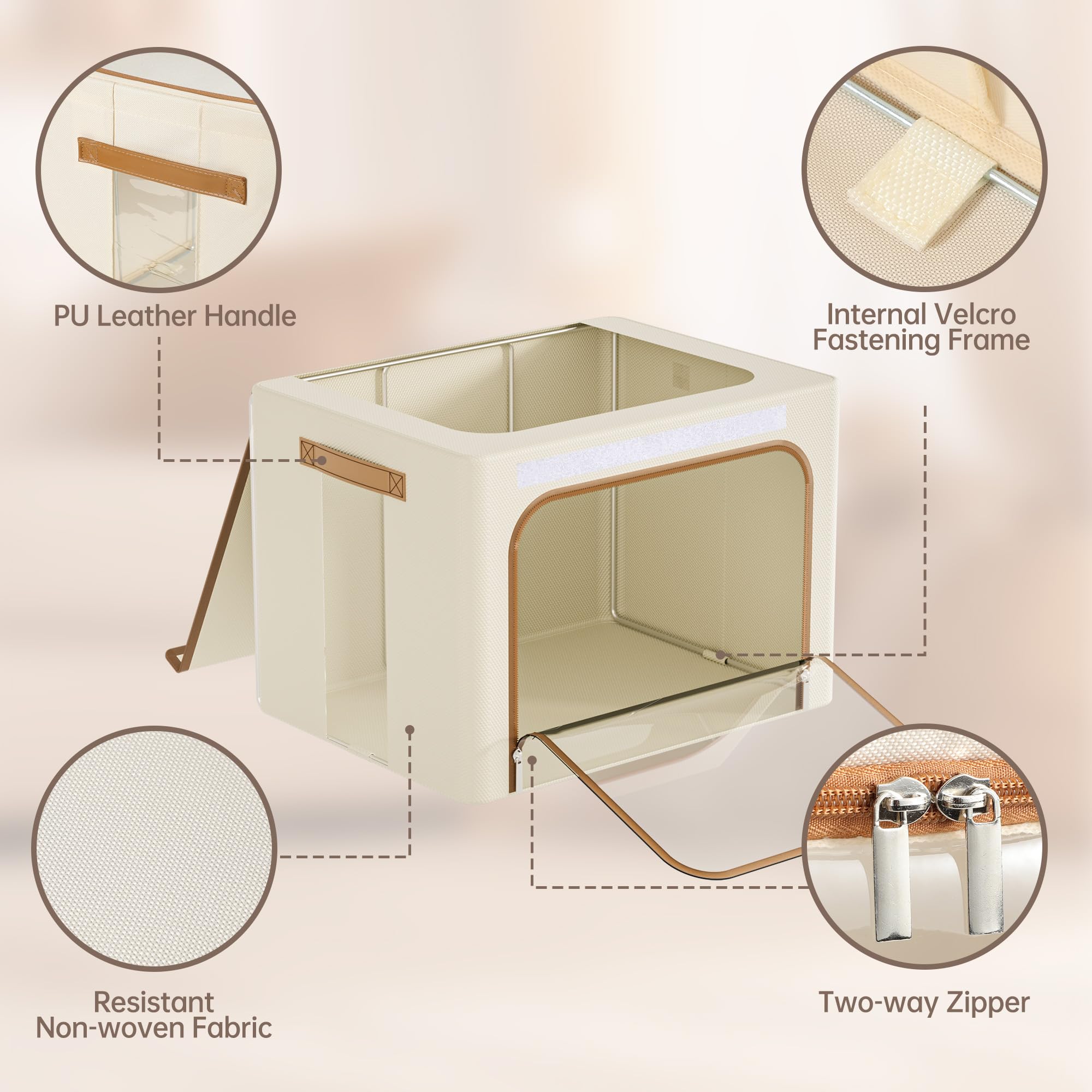 Yecaye 40L bin with front zipper for deep storage.