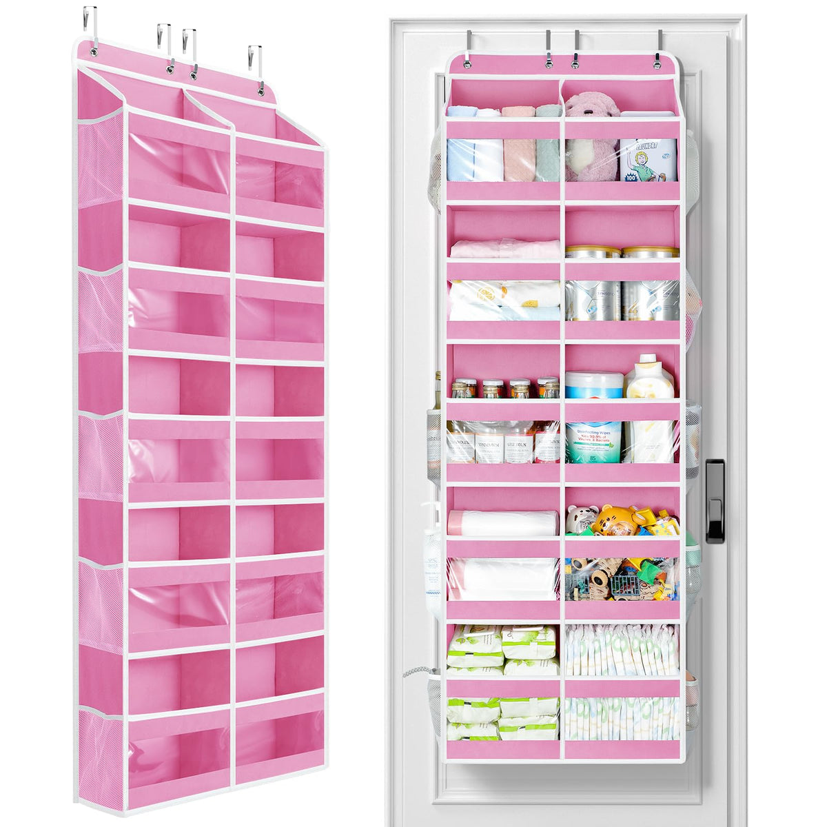 Yecaye five-tier door organizer with double-column layout increases storage capacity.