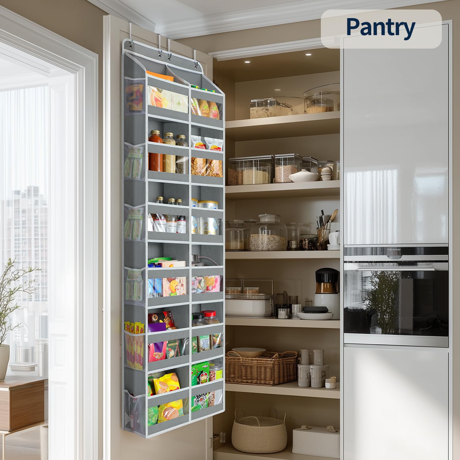 Yecaye door organizer on standard door for versatile storage.