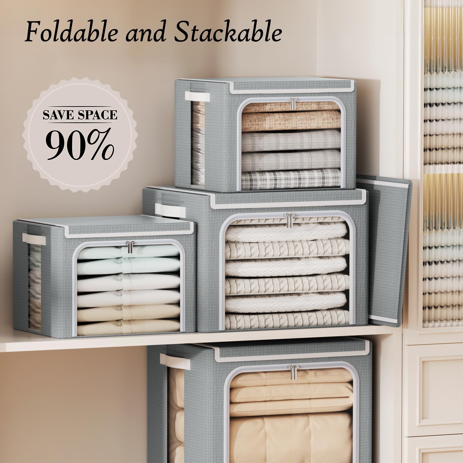 Yecaye foldable storage bin with lid and dual opening for flexibility.