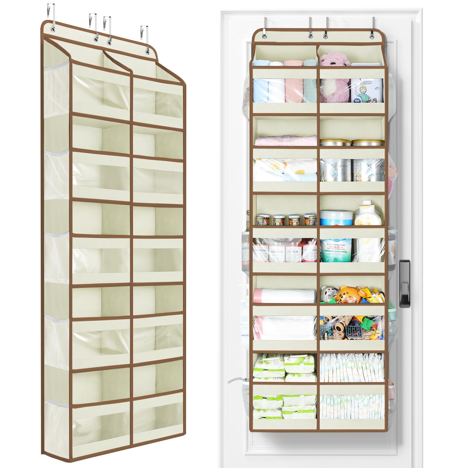 Yecaye five-tier door organizer front view showing roomy dual-column storage for clutter-free space