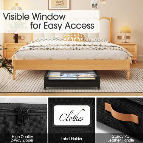 Yecaye large-capacity under-bed storage; fits under most beds.
