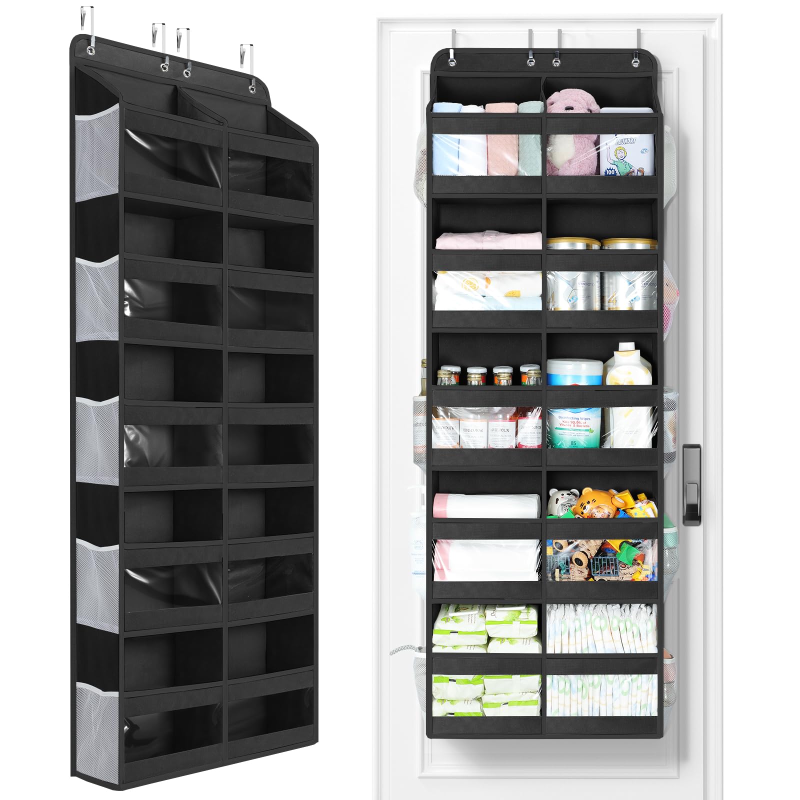 Yecaye over-door organizer with 5-tier dual-column design for extra storage space.