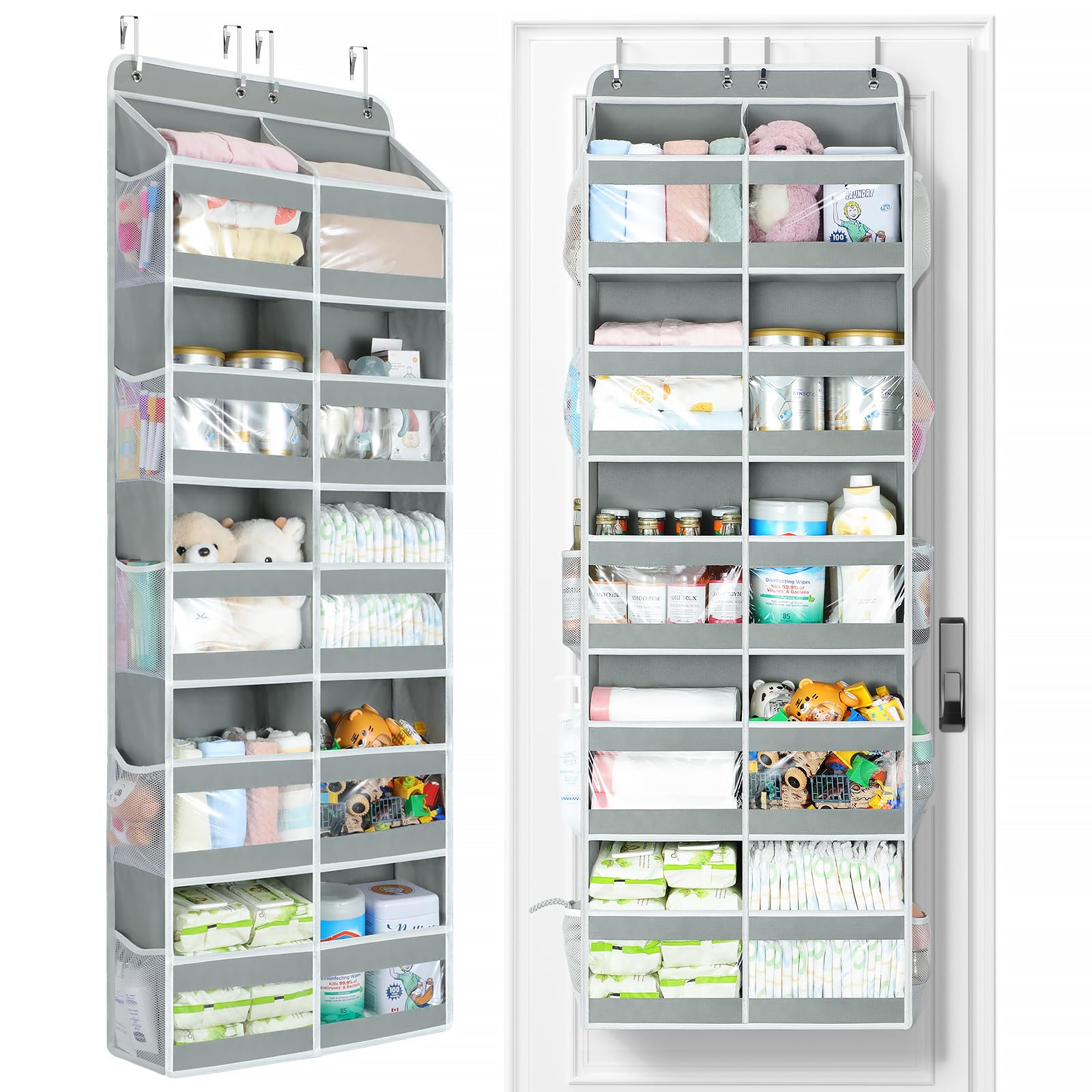 Yecaye double-column 5-tier over-the-door organizer showcasing expanded storage capacity