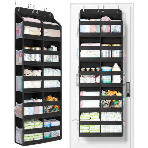Yecaye over-door organizer double-column front view showing extra storage space