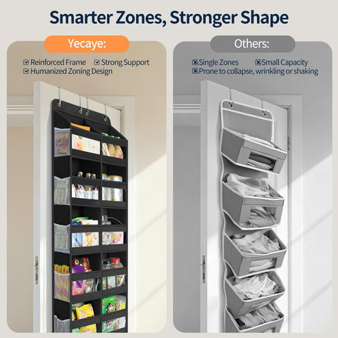 Yecaye see-through windows on the door organizer for quick item visibility
