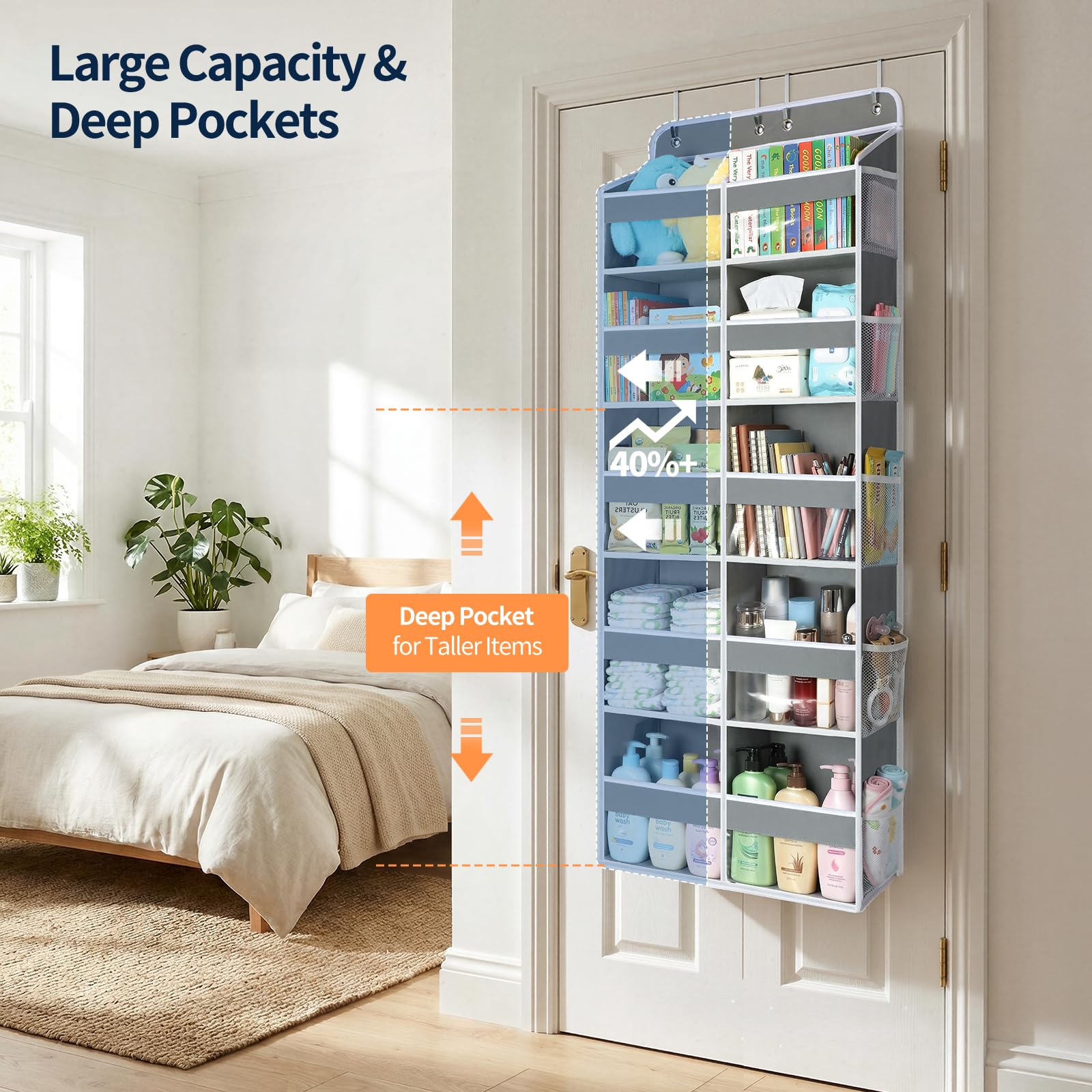 Yecaye door organizer side pockets for storing small items like keys and toys