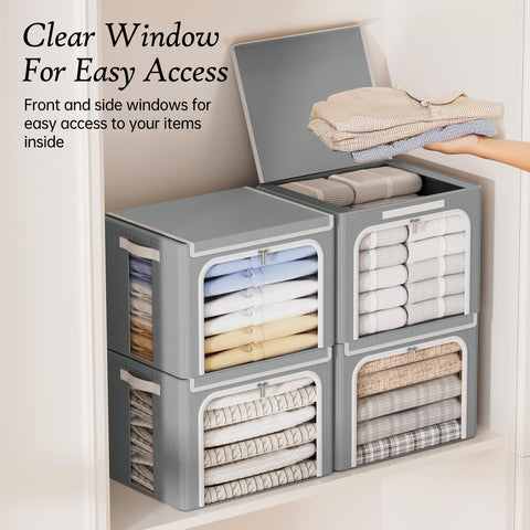Yecaye Oxford fabric storage bin with reinforced frame for durability.