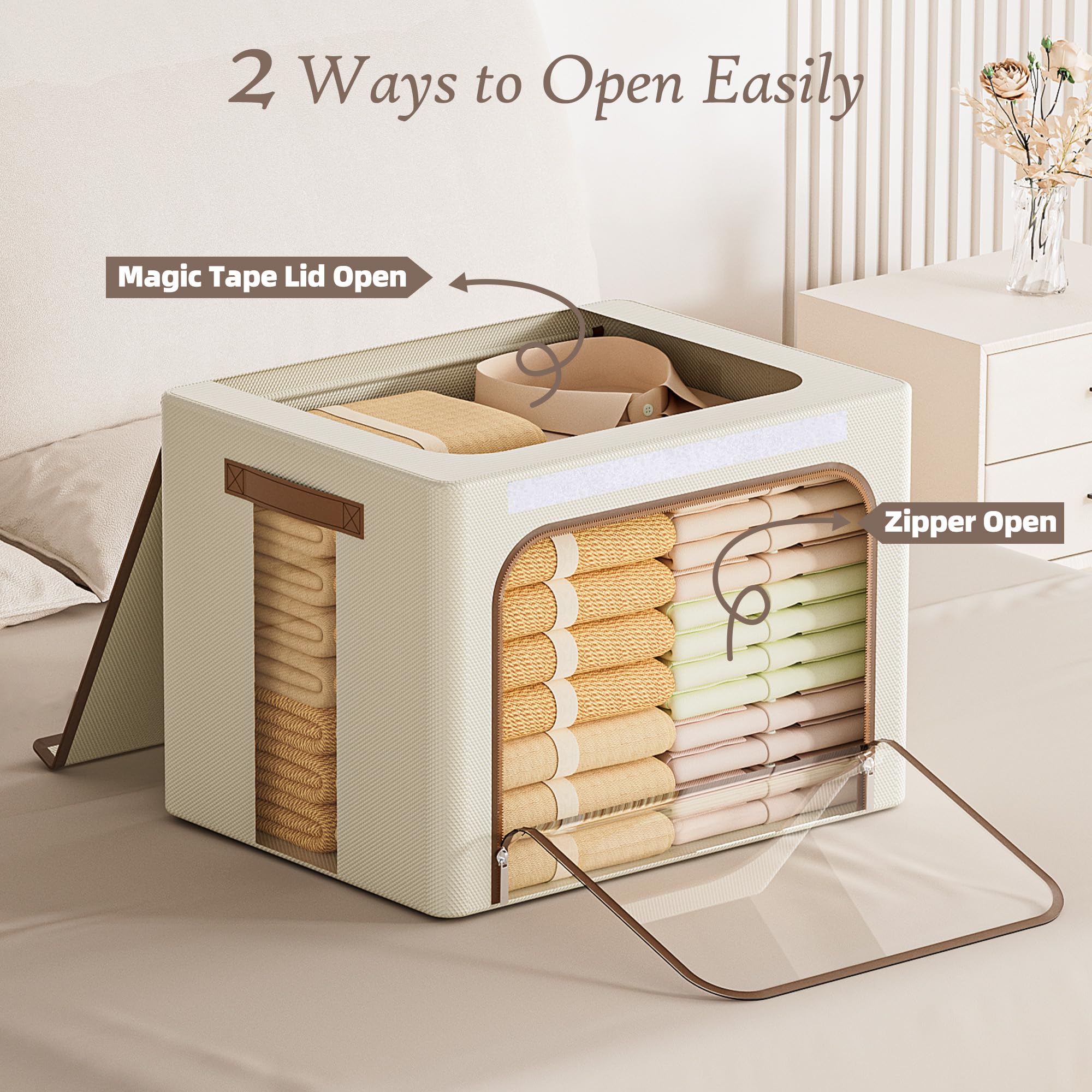 Yecaye bin features durable PU leather handles for easy carrying.