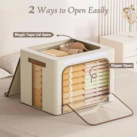 Yecaye bin features durable PU leather handles for easy carrying.