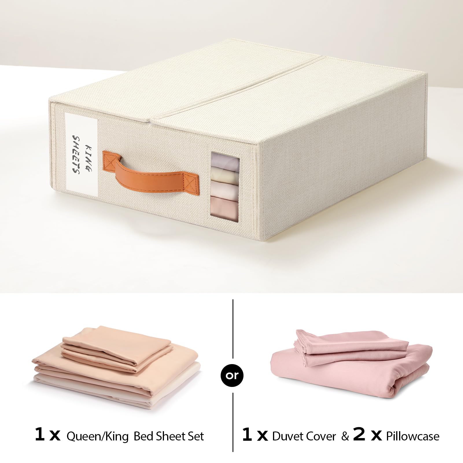 Yecaye queen/king-size fit keeps sheets and duvet covers organized.