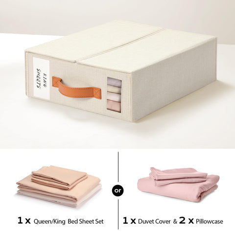 Yecaye queen/king-size fit keeps sheets and duvet covers organized.