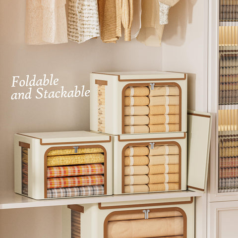 Yecaye storage bin with clear windows lets you see contents at a glance.