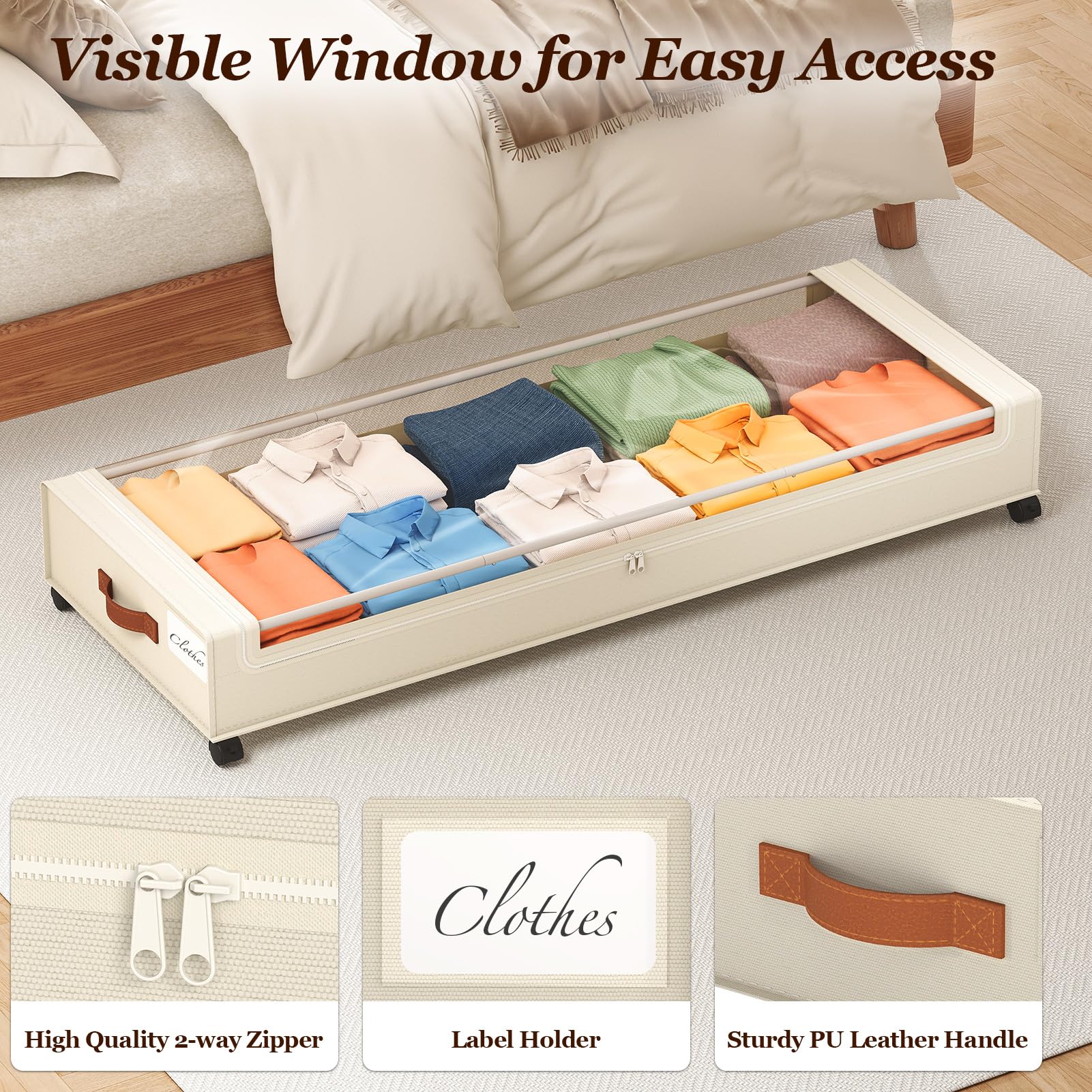Yecaye under-bed storage 60L option for compact spaces.